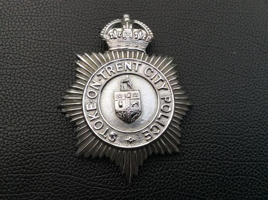 K/C Stoke-On-Trent City Police chrome helmet plate