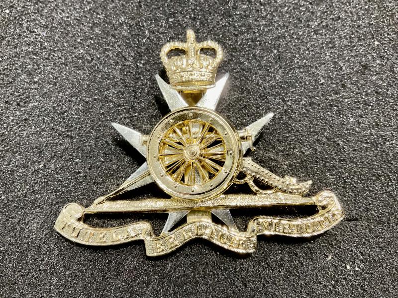Q/C Royal Malta Artillery anodised cap badge by Firmin