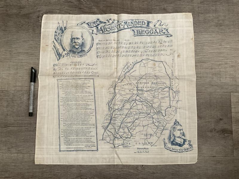 Boer War patriotic map, poem and song sheet handkerchief