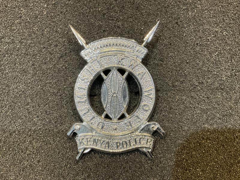 Kenya Police chromed metal cap badge