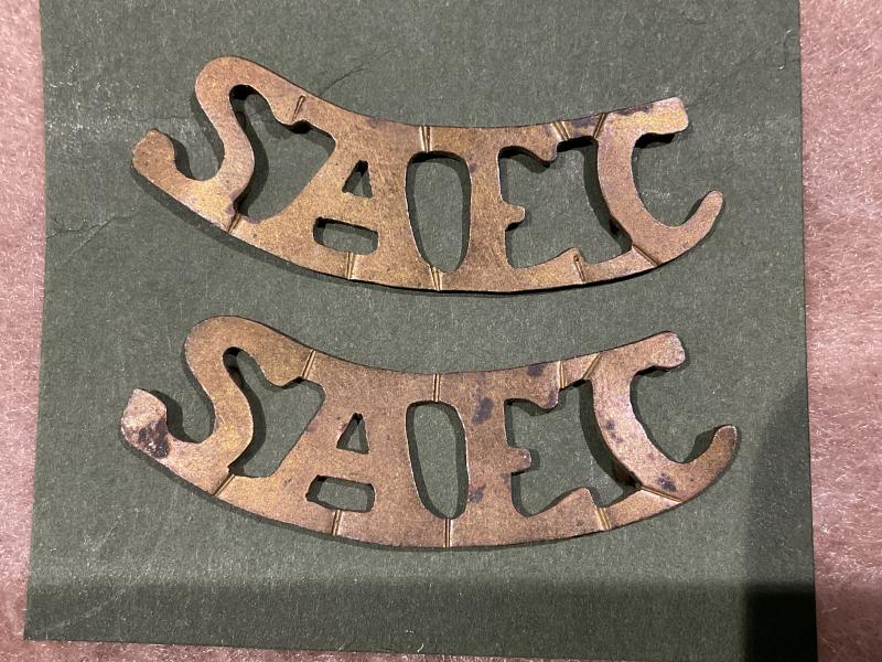 WW1 S.A.E.C (S.A Engineer Corps) brass shoulder titles