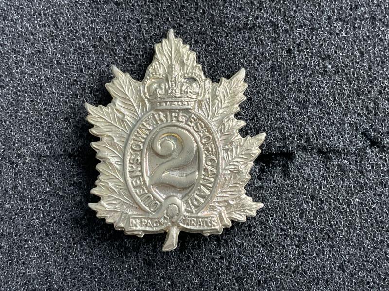 Canadian 2nd Queens Own Rifles of Toronto collar badge