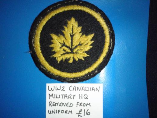 WW2 Canadian Military HQ Badge