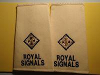 Royal Signals Corp 2/LT cream shoulder slides 