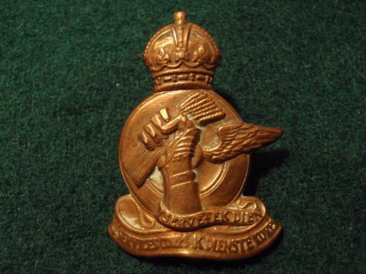 'Q' Service Corps Brass Hat Badge