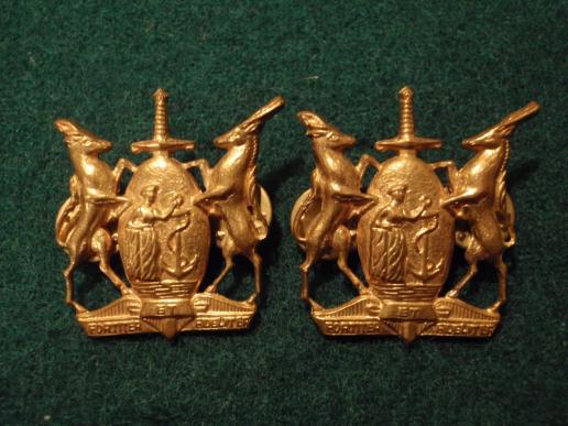 South African Coloured Corps Gilded Brass Collar Badges