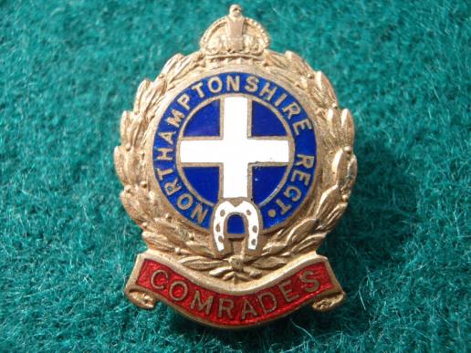 K/C Northamptonshire Regt Comrades Gilt and Enamel Lapel Badge