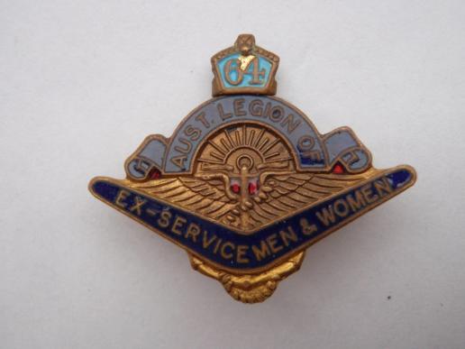 Aust Legion of Ex-service men & women Gilt & Enamel Lapel badge