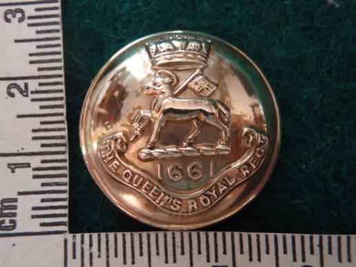 Officers Gilt The Queens Royal Regt Button