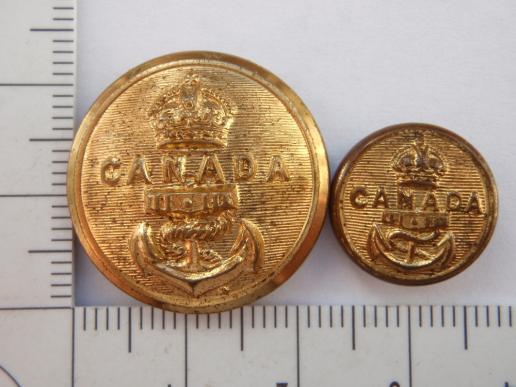 WW2 Royal Canadian Navy Gilt Buttons