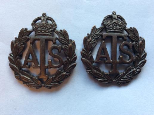 A.T.S Bronze Officers Service Dress Collar Badges By GAUNT 