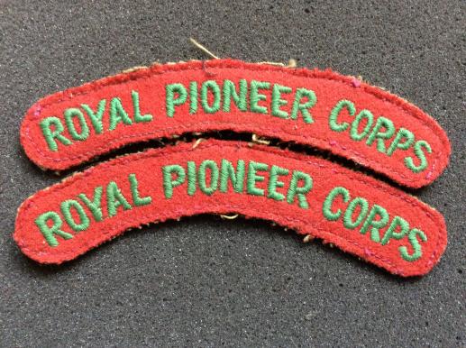 WW2 Royal Pioneer Corps Cloth Shoulder Titles