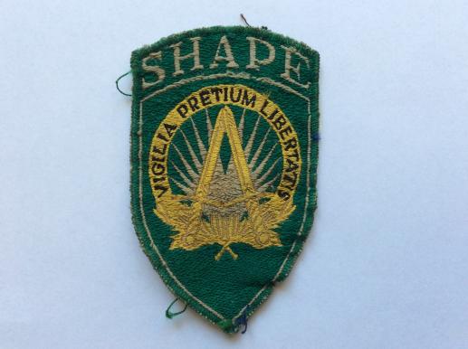 Early 1950s S.H.A.P.E woven silk formation sign