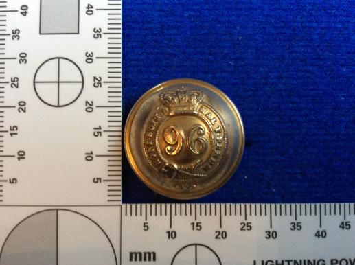 The 96th Regiment Of Foot Officers Gilt Button 