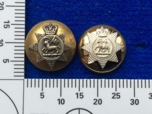 The Queens Regiment Officers Silver & Gilt Hat Buttons 