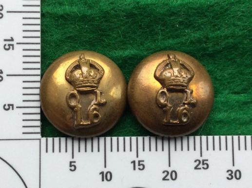 Post 1902 16th The Queens Lancers, 2 part Hat Buttons 