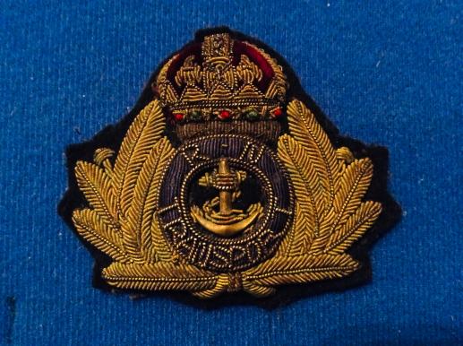 WW1 R.N TRANSPORT Officers Bullion Cap badge