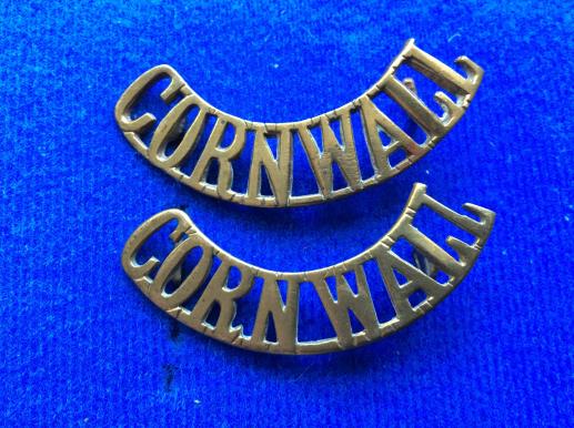 WW1 Brass CORNWALL Other Ranks Shoulder Titles