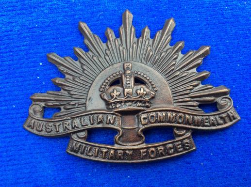 WW2 Australian Rising Sun Hat badge by General Plastics 