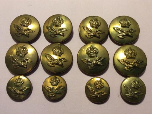 WW2 Royal Air Force Brass Tunic Button set By Gaunt 