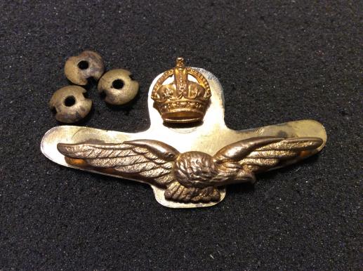 WW2 Royal Air Force Officers side Cap 2 part badge