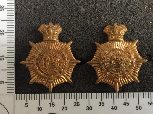 Q.V.C Army Service Corps Brass Other Ranks Collar badges