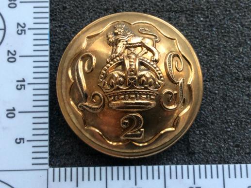 Post 1902 2nd Life Guards Officers Gilt Button, rare maker 