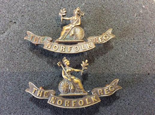 The Norfolk Regiment O.S.D Bronze collars by J.R GAUNT 