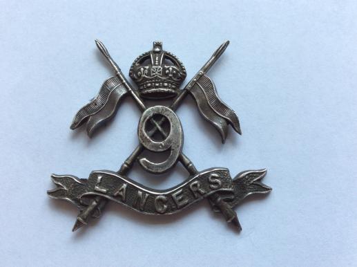 9th Lancers Officers sterling Silver Cap Badge