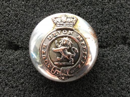 QVC 2nd or South Devon Militia Silver Plated Button 