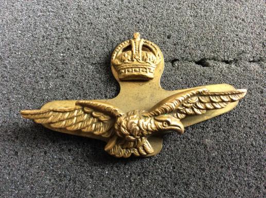 WW2 Royal Air Force Officers side Cap 2 part brass badge 