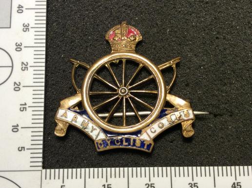 Army Cyclist Corps Brass And Enamel Sweetheart brooch 