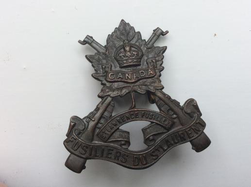 Post 1920 Les Fusiliers Du st Laurent Cap badge