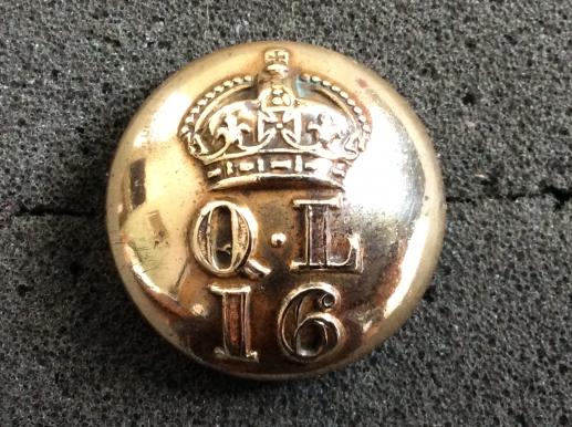 Pre 1922 16th The Queens Lancers ORs Button 