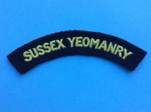 SUSSEX YEOMANRY yellow on black wool title 
