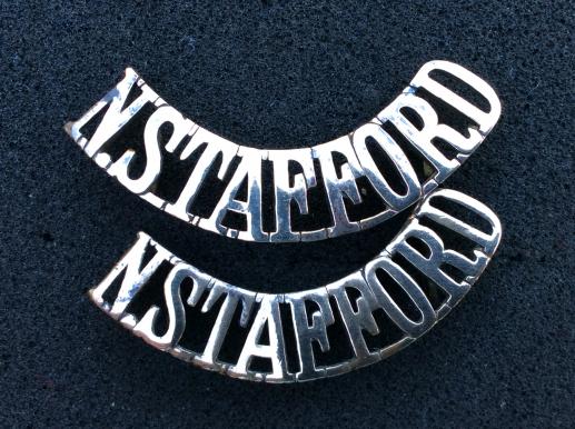 WW1 North Stafford Brass ORs Shoulder Title 