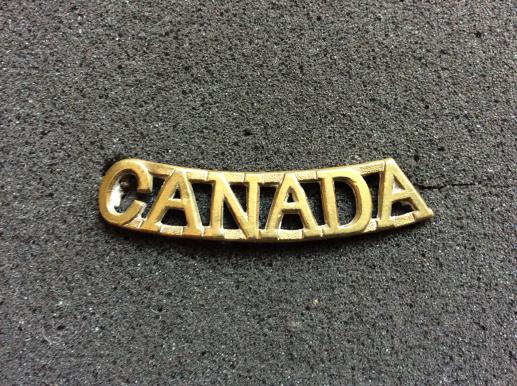 WW1 CANADA voided Brass Shoulder Title by Scully 