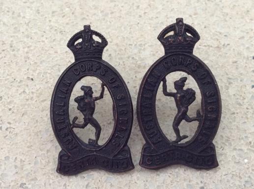 Australian Corps Of Signals Collar Badges circa 1930-42