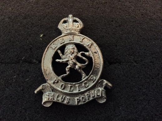 Pre 1952 Kenya Police Cap Badge , White Metal 