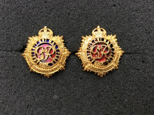 GV1 R.A.S.C Gilt And Enamel Officers Collar badges