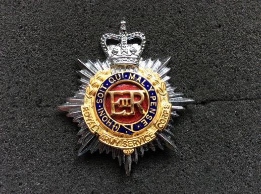 R.A.S.C Officers Q/C chrome, Gilt & enamel cap badge