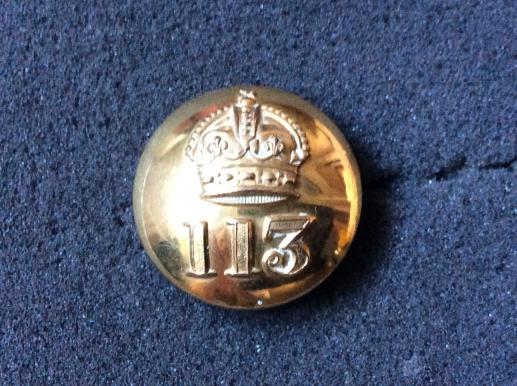 British Indian Army 113th Infantry Officers Gilt Button 