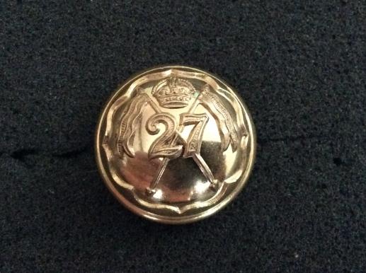 WW2 27th Lancers ( 1941-45) Officers Gilt Button 