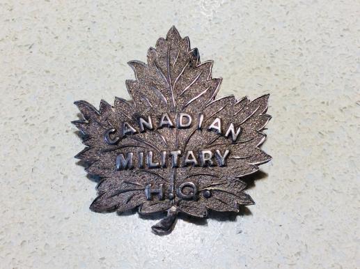 WW1 Canadian Military H.Q silver cap badge