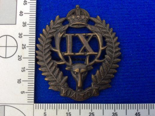 WW1/2 9th ( Wellington East Coast Rifles) Regt Cap badge