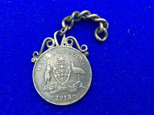 1913 dated Australian one shilling coin, Mounted for watch chain