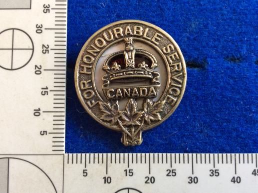 WW1 Canadian For Honourable Service Lapel Badge No 319