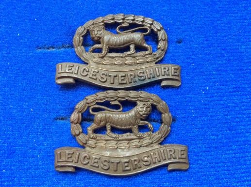 The Leicestershire Regiment Officers Service Dress Collar Badges 