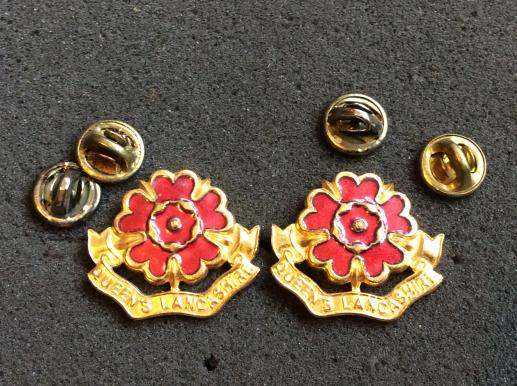 Queens Lancashire Regiment Officers Collar badges