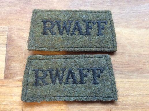 WW2 RWAFF slip on Shoulder Titles 